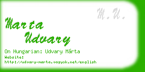 marta udvary business card
