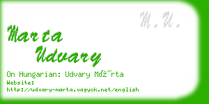 marta udvary business card